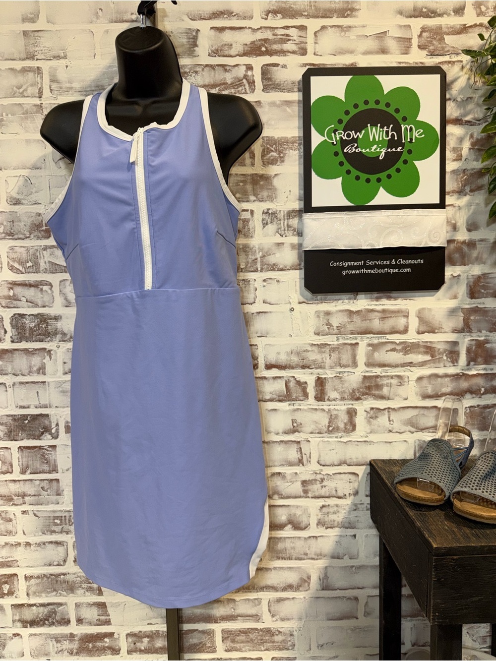 SAGE collective Lavender Athletic Zip-Front Dress with White Trim